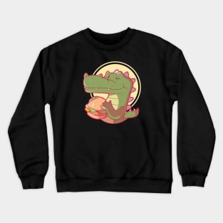 Crocodile eating a Burger! Crewneck Sweatshirt